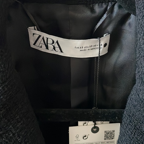 Zara cropped button blazer black 8392/811/800 sz XS - Picture 5 of 9